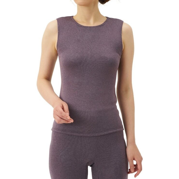 AS 神極衣 女刷毛無袖保暖內衣 紫色 M