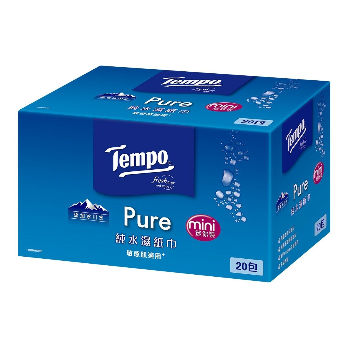 Tempo 純水濕巾迷你裝小彩箱 8張 X 20包 X 6箱