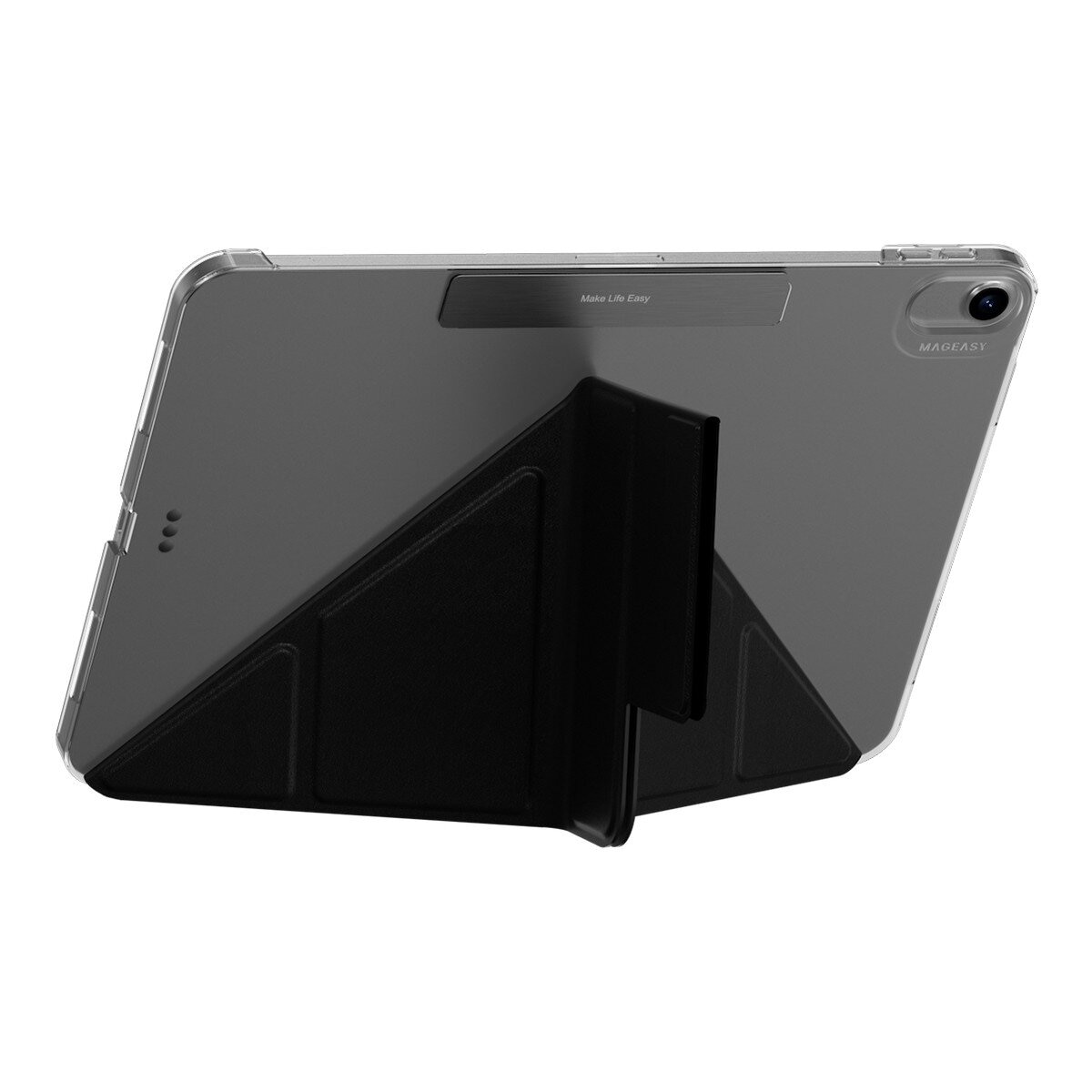 MAGEASY Facet 全方位支架透明背蓋保護套 適用於 2024 iPad Air 11吋 2025 M3 / 2024 M2 黑