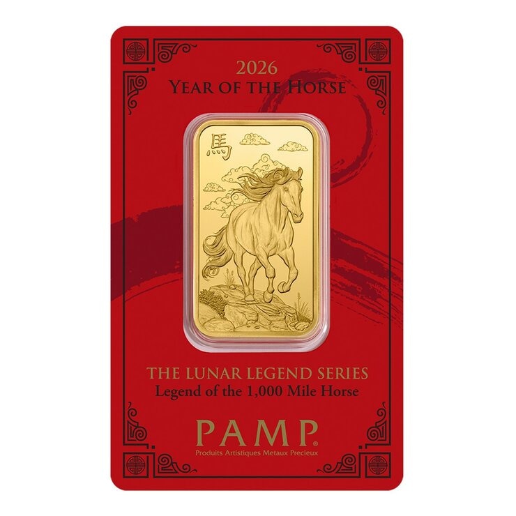 PAMP 馬年彌月 黃金條塊 999.9純金 1盎司 PAMP 馬年彌月 黃金條塊 999.9純金 1盎司