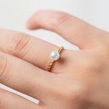 Tokyo Pearl 18K黃K金 5.5公釐 - 6.0公釐 Akoya 珍珠戒指