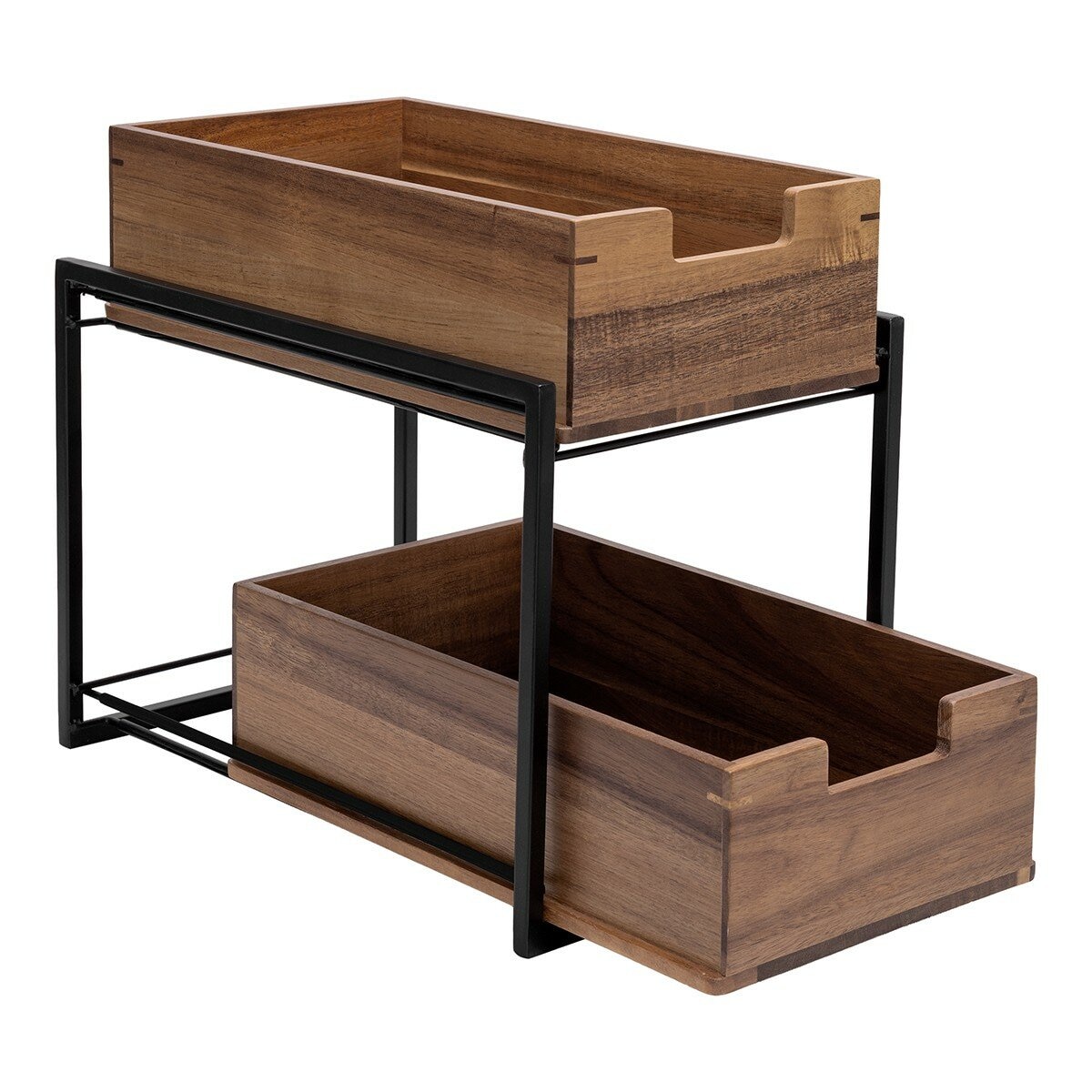 Seville Classics 雙層木製抽屜式置物籃架