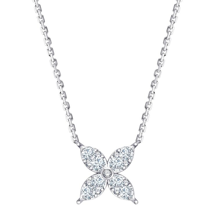 0.50 克拉 14K白K金 圓形鑽石項鍊 VS2/I