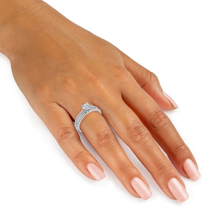 1.0克拉 18K白K金 圓形鑽石鑽戒 VS2/I