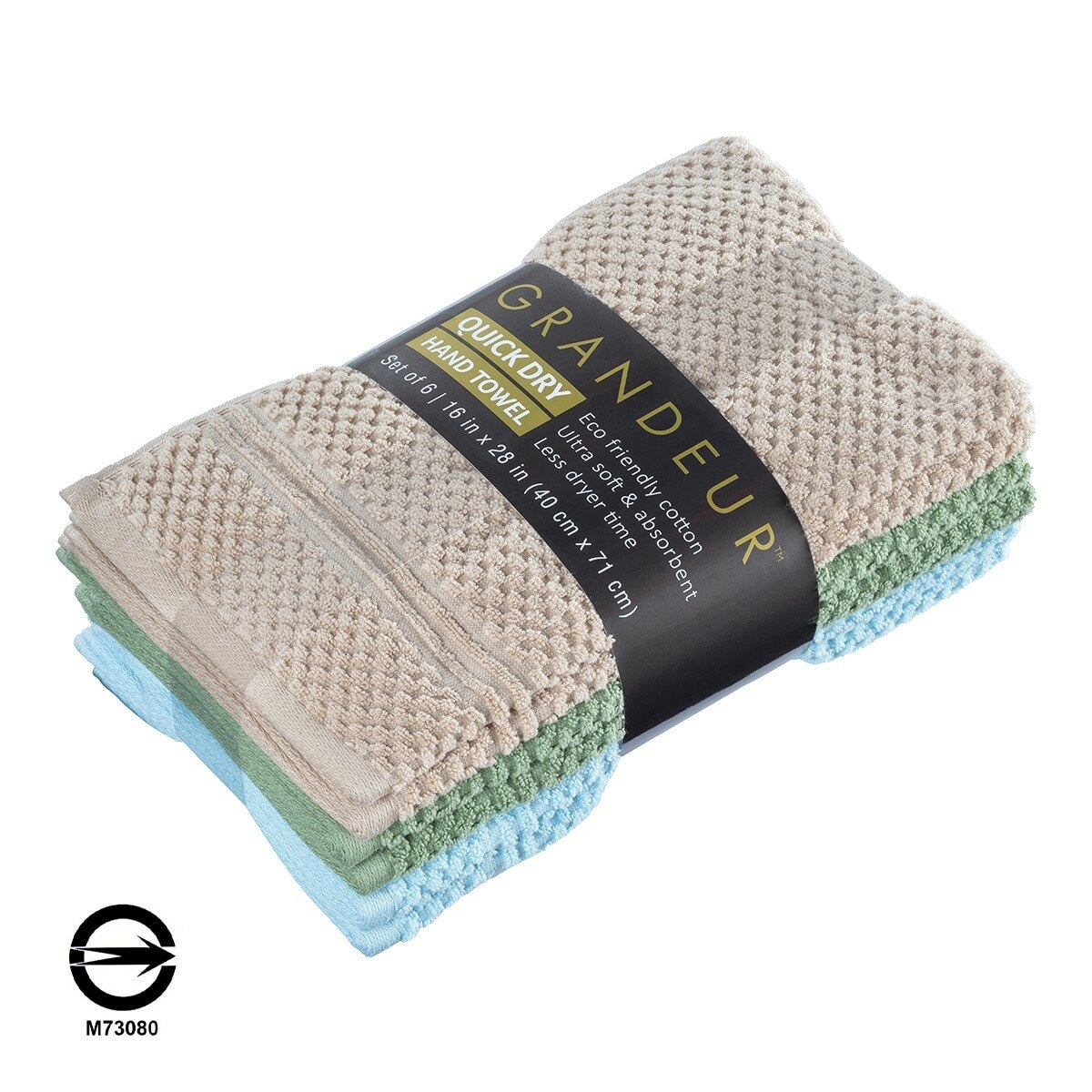 Grandeur 快乾毛巾 6入組 40公分 X 71公分 金/綠/淺藍