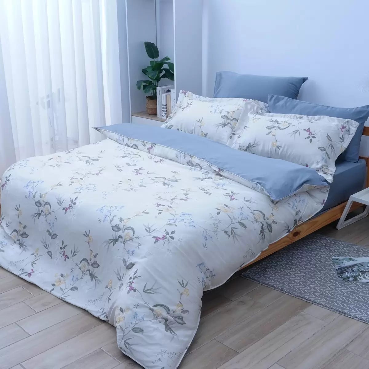 CASA 100%萊賽爾兩用被床包枕套六件組 秋實灰藍 雙人 商品圖 1