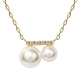 Tokyo Pearl 18K黃K金 4.5公釐 - 6.5公釐 Akoya 珍珠鑽石項鍊