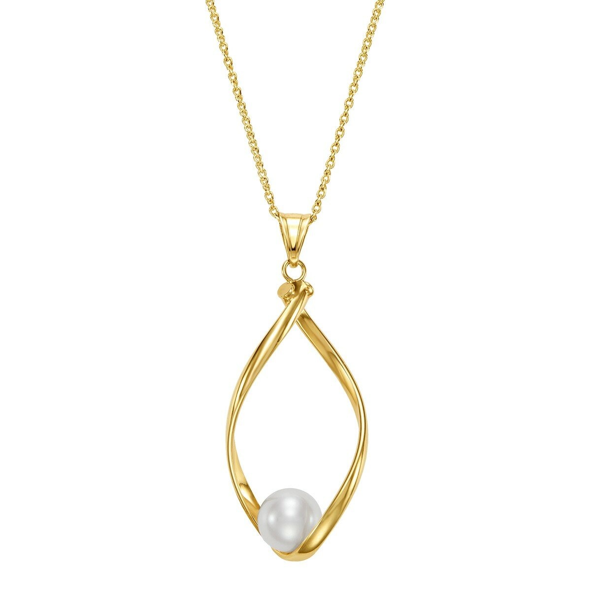 淡水珍珠項鍊 14K黃K金 7公釐-7.5公釐