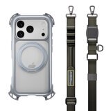 MAGEASY Odyssey Ultra M 終極防摔磁吸支架掛繩手機殼 iPhone 17 Pro(迷霧/岩石灰) + 鏡頭保護貼Lenz(珊瑚) + Vetro 9H 鋼化玻璃保護膜