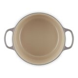 Le Creuset 雙耳圓形鑄鐵深圓鍋 含鋼頭鍋蓋 24公分 燧石灰