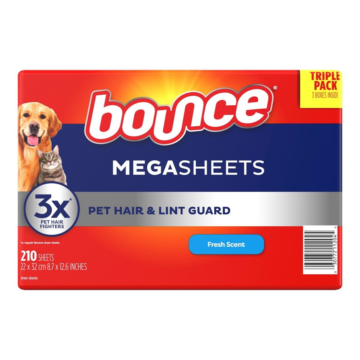 Bounce 寵物毛髮烘衣柔軟去靜電紙 70張 X 3入