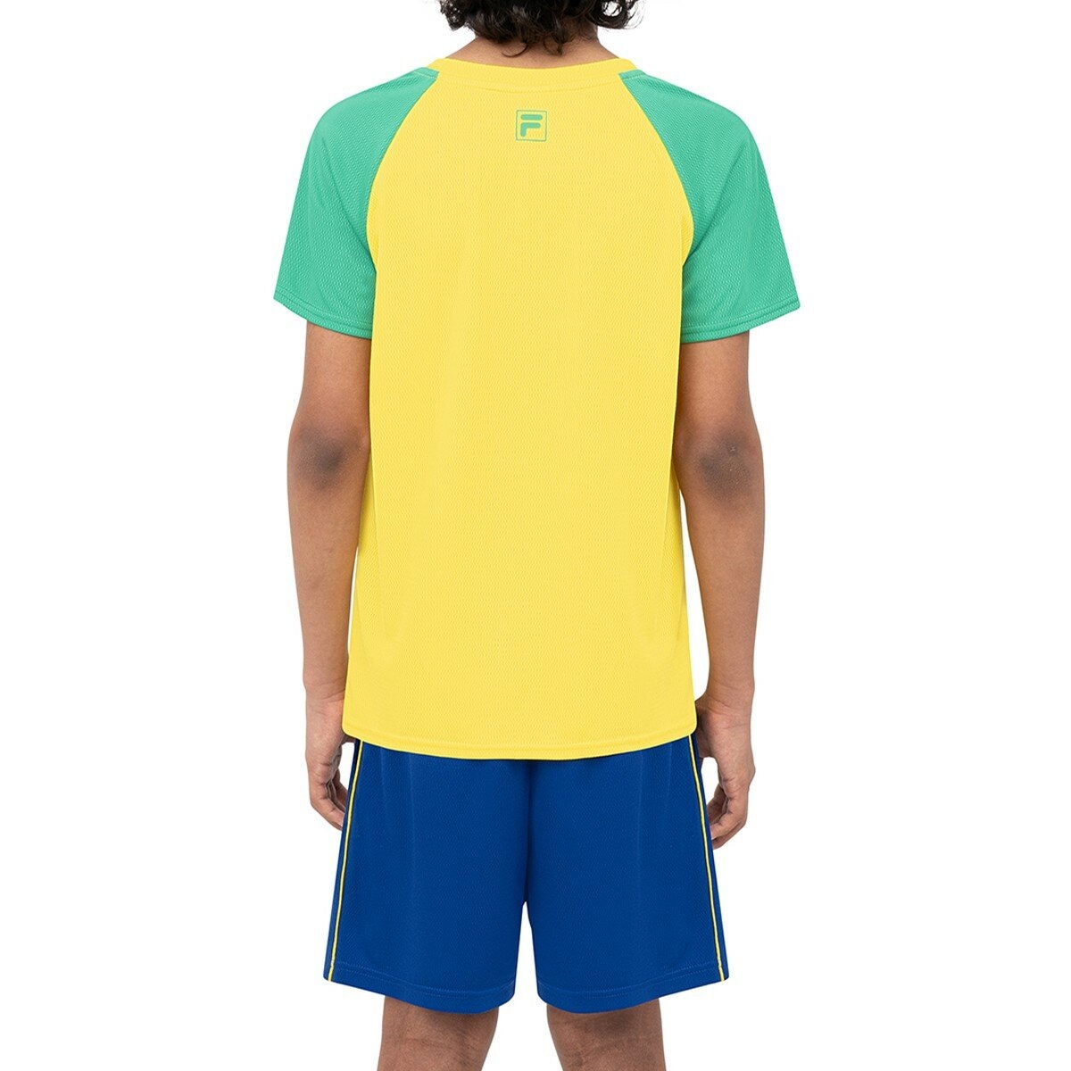 Fila 兒童足球短袖套組 黃/藍 XS