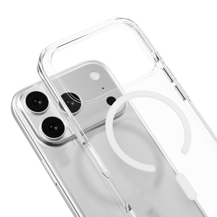 MAGEASY Bright M 不發黃軍規磁吸透明殼 iPhone 17 Pro(白磁圈) + 鏡頭保護貼Lenz鈦合金(午夜鈦) + Vetro 9H 鋼化玻璃保護膜