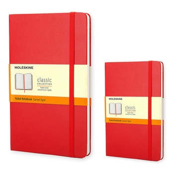 Moleskine 經典橫條筆記本(大型+口袋型) 紅2入 Moleskine 經典橫條筆記本(大型+口袋型) 紅2入