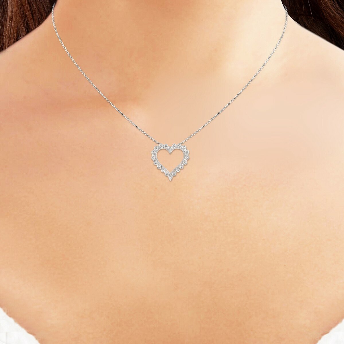 1.00克拉 圓形鑽石心型項鍊 VS2/I 1.00克拉 圓形鑽石心型項鍊 VS2/I