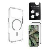 MAGEASY Bright M 不發黃軍規磁吸透明殼 iPhone 17 Pro(迷霧磁圈) + 鏡頭保護貼Lenz鈦合金(迷霧鈦) + Vetro 9H 鋼化玻璃保護膜
