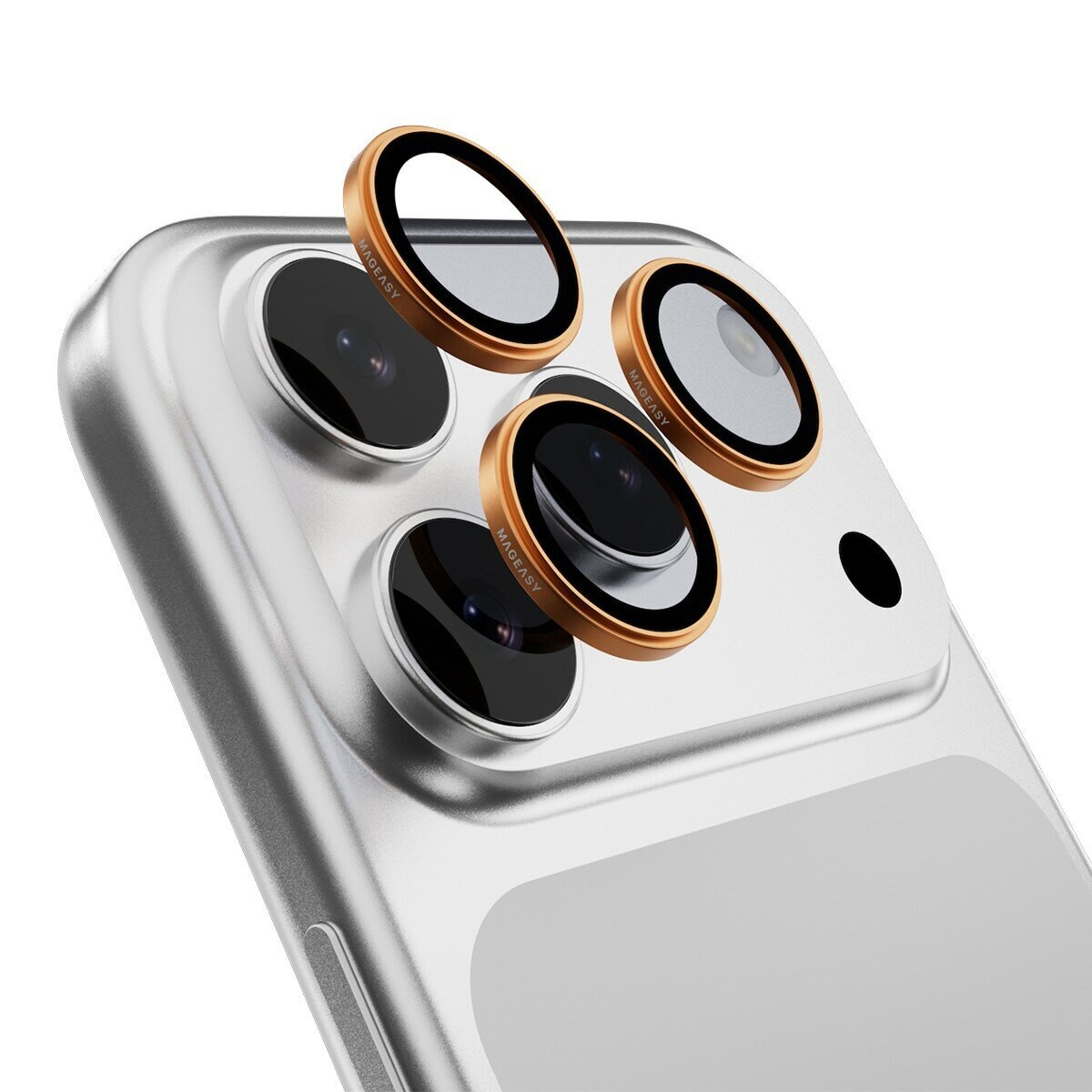 MAGEASY Bright M 不發黃軍規磁吸透明殼 iPhone 17 Pro(珊瑚磁圈) + 鏡頭保護貼Lenz(珊瑚) + Vetro 9H 鋼化玻璃保護膜