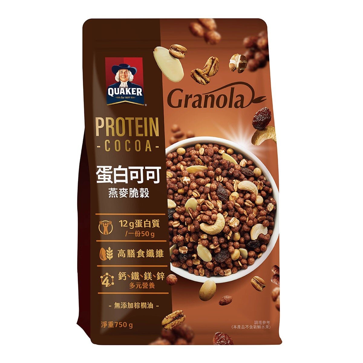 桂格 蛋白可可燕麥脆穀 750克