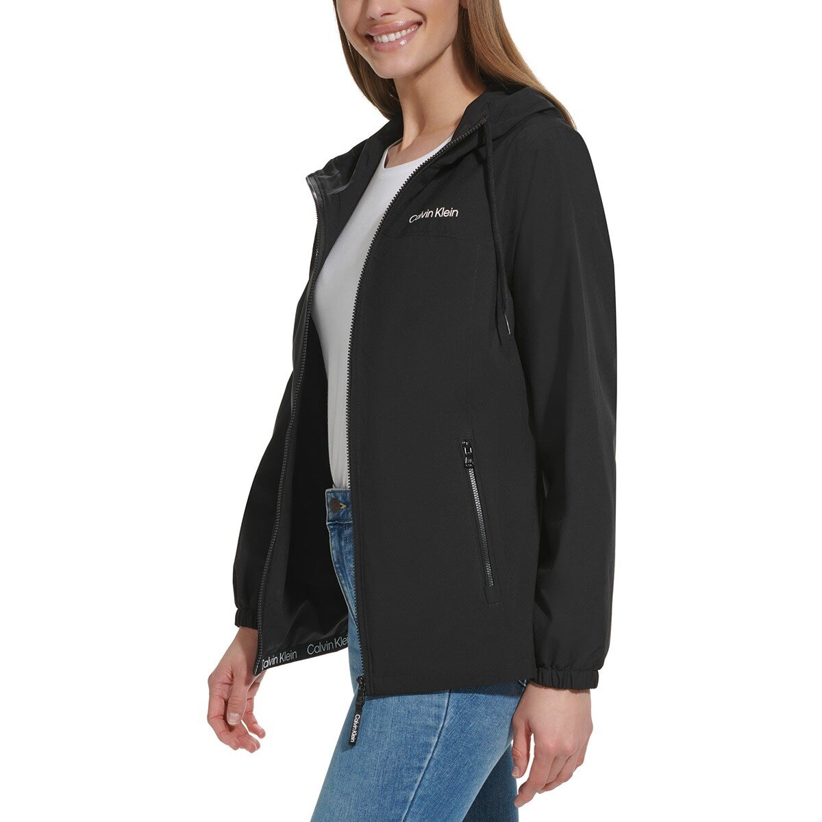 Calvin Klein 女防風連帽外套 黑