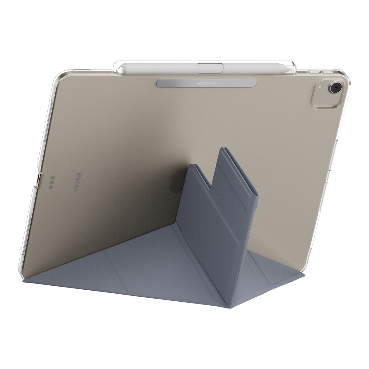 MAGEASY Facet 全方位支架透明背蓋保護套 (筆槽款) 適用於 2025 / M3 - 2024/ M2 iPad Air 13吋 & 2022 - 2020 iPad Pro 12.9吋 阿拉斯加藍