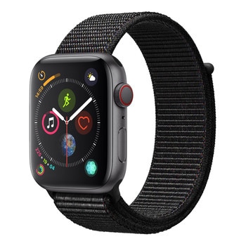 Apple Watch Series 4 (GPS + 行動網路),44 公釐太空灰色鋁金屬錶殼搭配黑色運動型錶環 Apple Watch Series 4 (GPS + 行動網路),44 公釐太空灰色鋁金屬錶殼搭配黑色運動型錶環