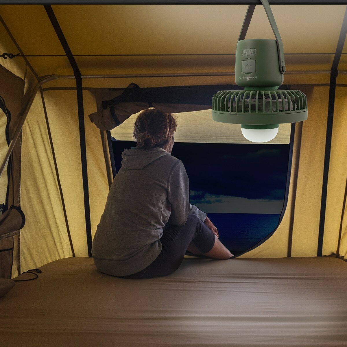 Camelion 充電式露營 LED 照明風扇