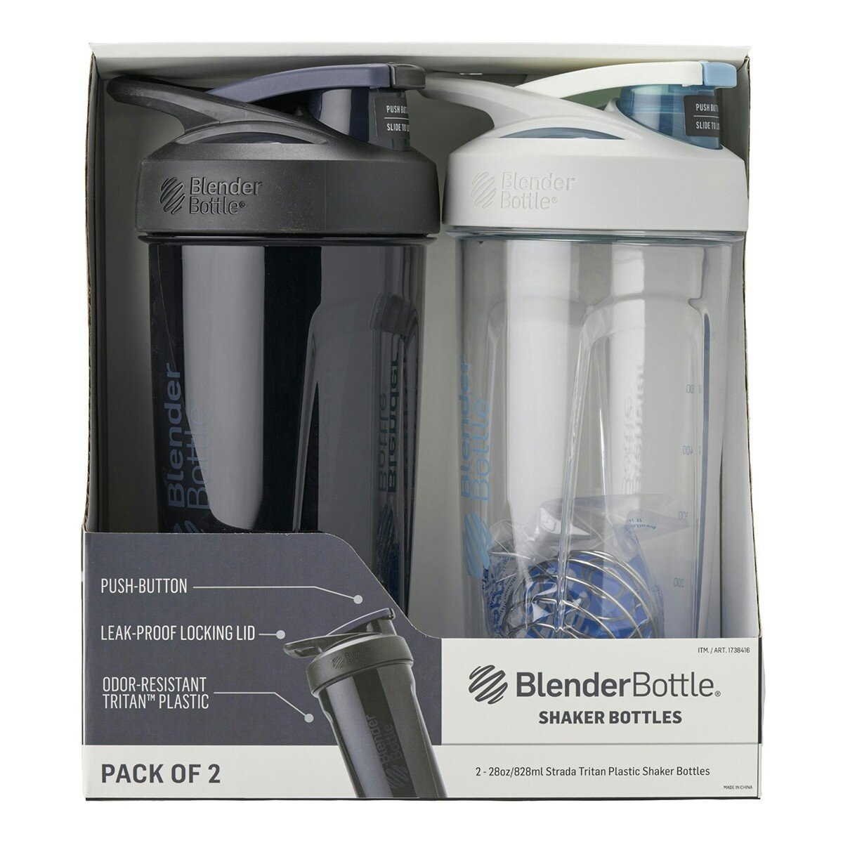 Blender Bottle 塑膠隨行搖搖杯 828毫升 X 2件組 黑+白