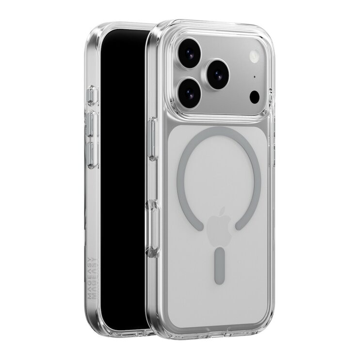 MAGEASY Bright M 不發黃軍規磁吸透明殼 iPhone 17 Pro(迷霧磁圈) + 鏡頭保護貼Lenz(迷霧) + Vetro 9H 鋼化玻璃保護膜
