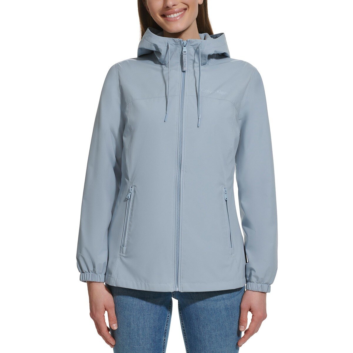 Calvin Klein 女防風連帽外套 淺藍