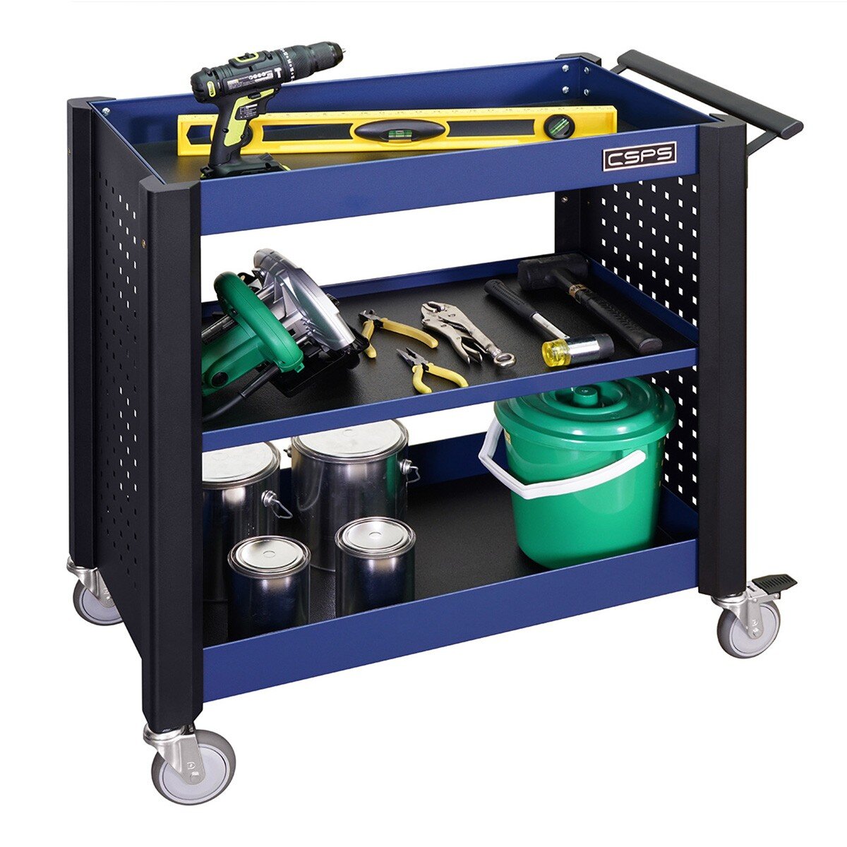 CSPS 32 inch 3-Tier Storage Cart Blue