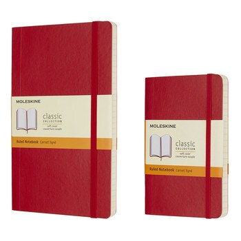 Moleskine 彩色橫條筆記本(大型+口袋型) 紅2入 Moleskine 彩色橫條筆記本(大型+口袋型) 紅2入