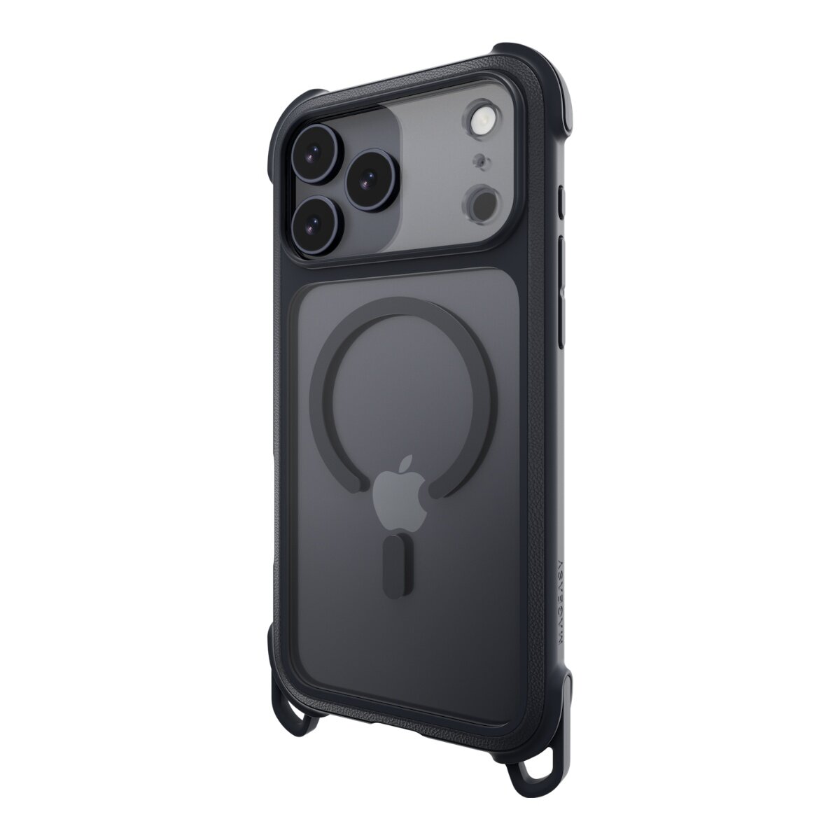 MAGEASY Odyssey Strap M 超軍規防摔掛繩手機殼 iPhone 17 Pro Max(皮革午夜/沉穩黑) + 鏡頭保護貼Lenz 鈦合金(迷霧鈦) + Vetro 9H 鋼化玻璃保護膜