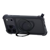 MAGEASY Odyssey Stand M 超軍規防摔磁吸支架手機殼 iPhone 17 Pro Max(皮革午夜) + 鏡頭保護貼Lenz(珊瑚) + Vetro 9H 鋼化玻璃保護膜