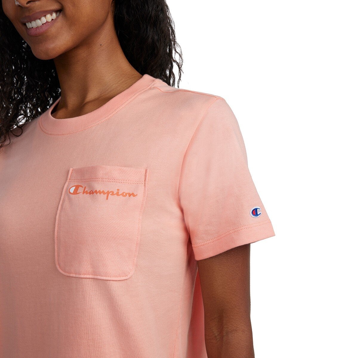 Champion 女短袖上衣 桃粉