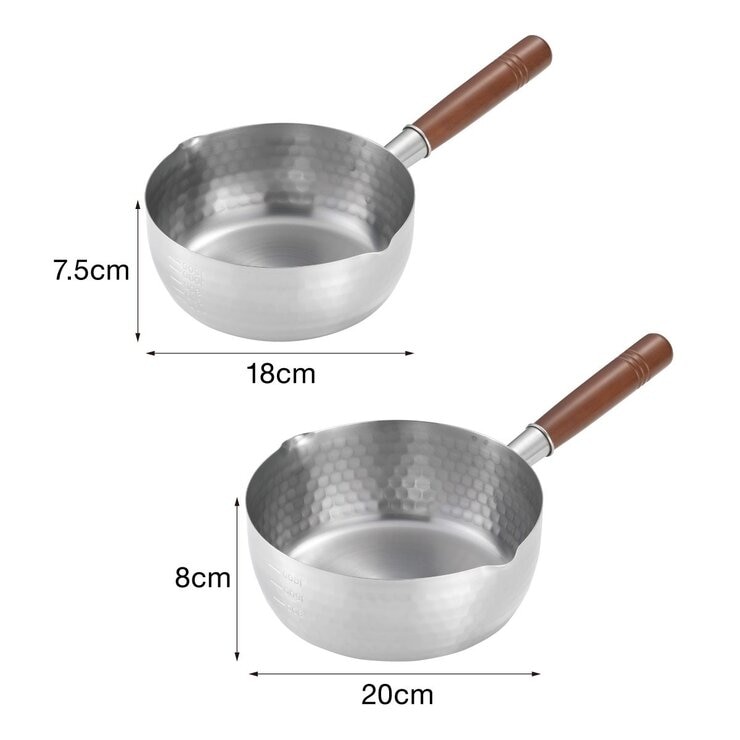 Yoshikawa 日本製不鏽鋼木把湯鍋兩件組 18公分/20公分