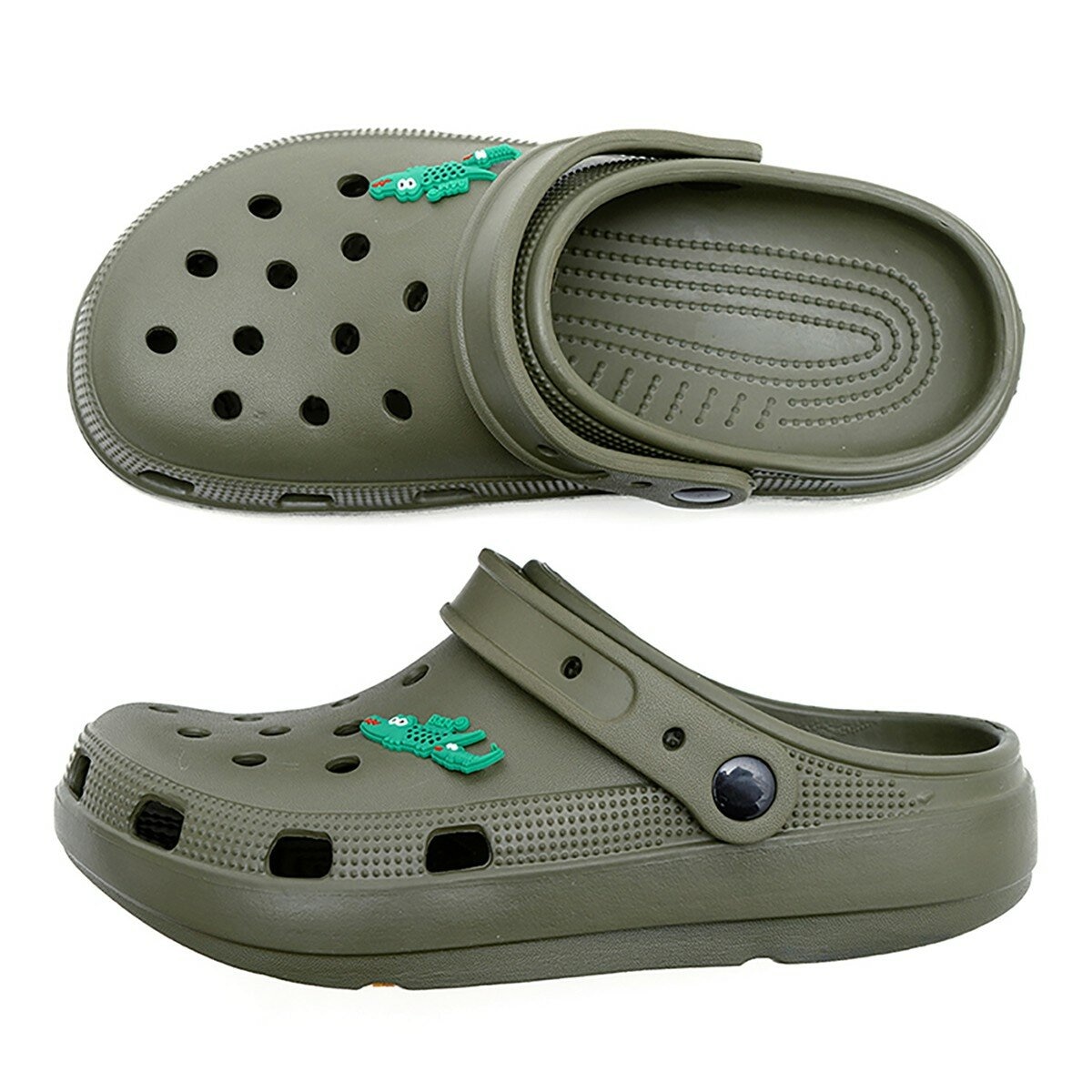 母子鱷魚 兩穿洞洞鞋 橄欖