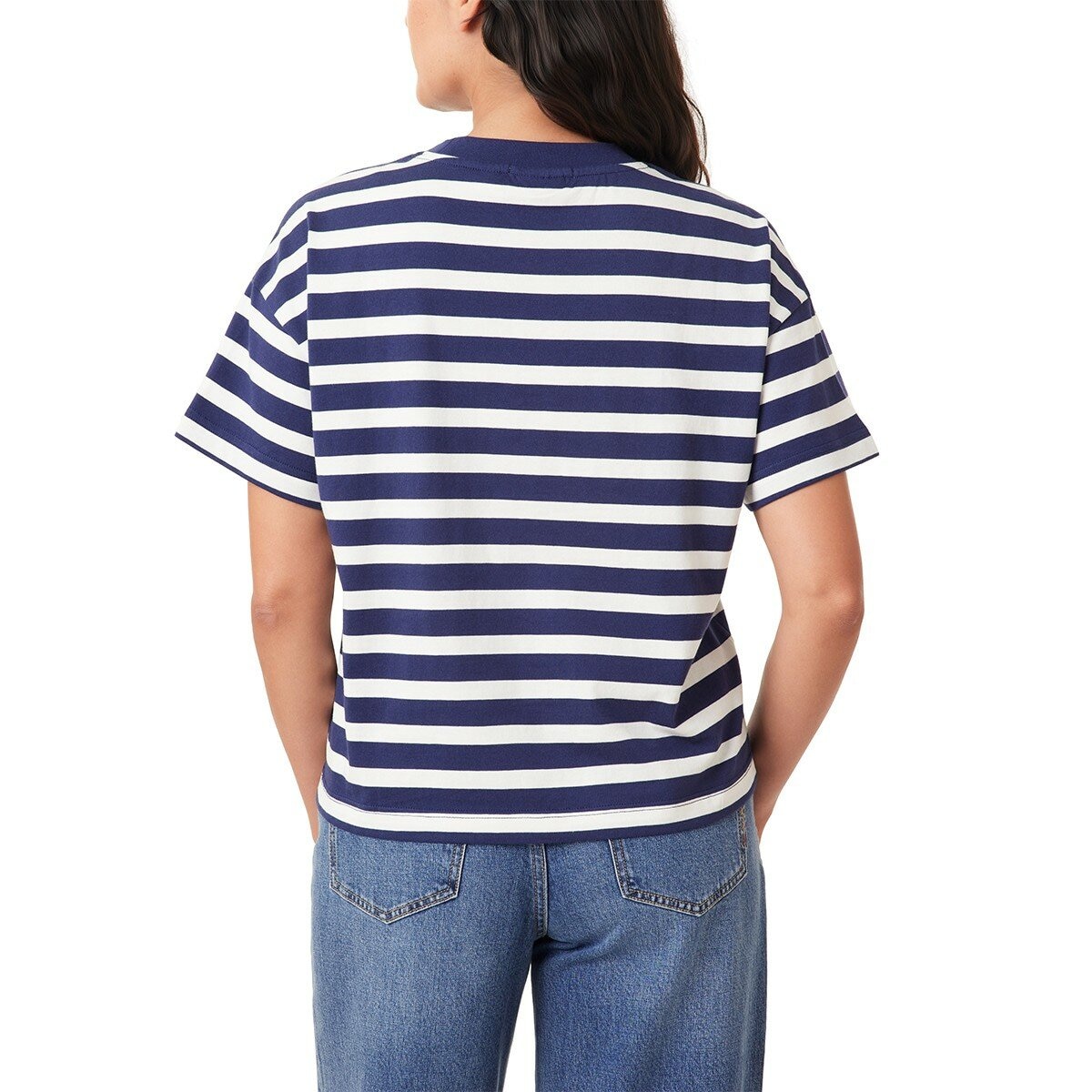 Scotch & Soda 女圓領短袖上衣 藍白條紋