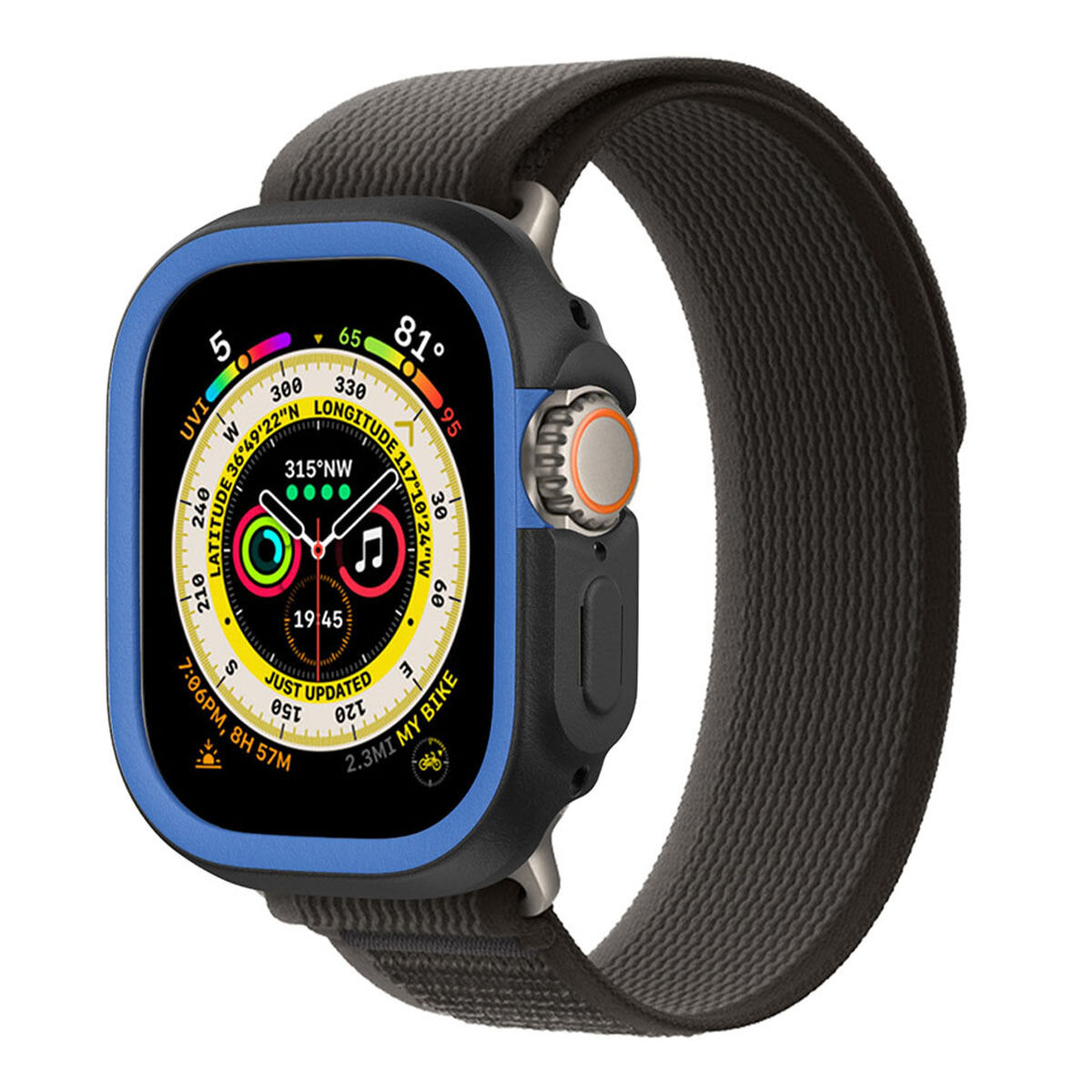 犀牛盾 Apple Watch Series 9/8/7 共用 45公厘 CrashGuard NX保護殼 黑色 + 4色飾條 粉/藍/紫/綠