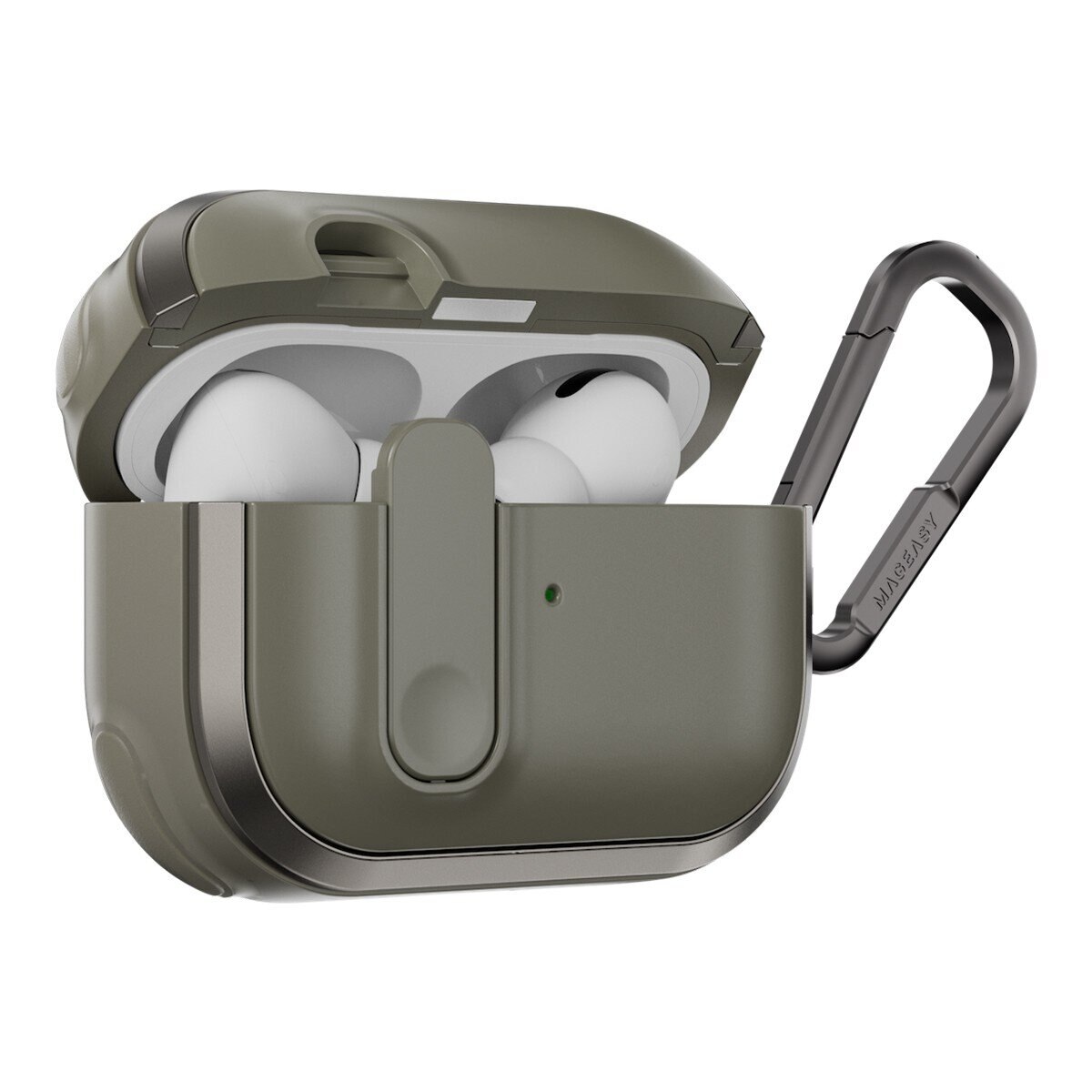 MAGEASY Odyssey 抗衝擊磁扣手繩耳機殼 AirPods Pro 1 & 2 金屬綠 MAGEASY Odyssey 抗衝擊磁扣手繩耳機殼 AirPods Pro 1 & 2 金屬綠