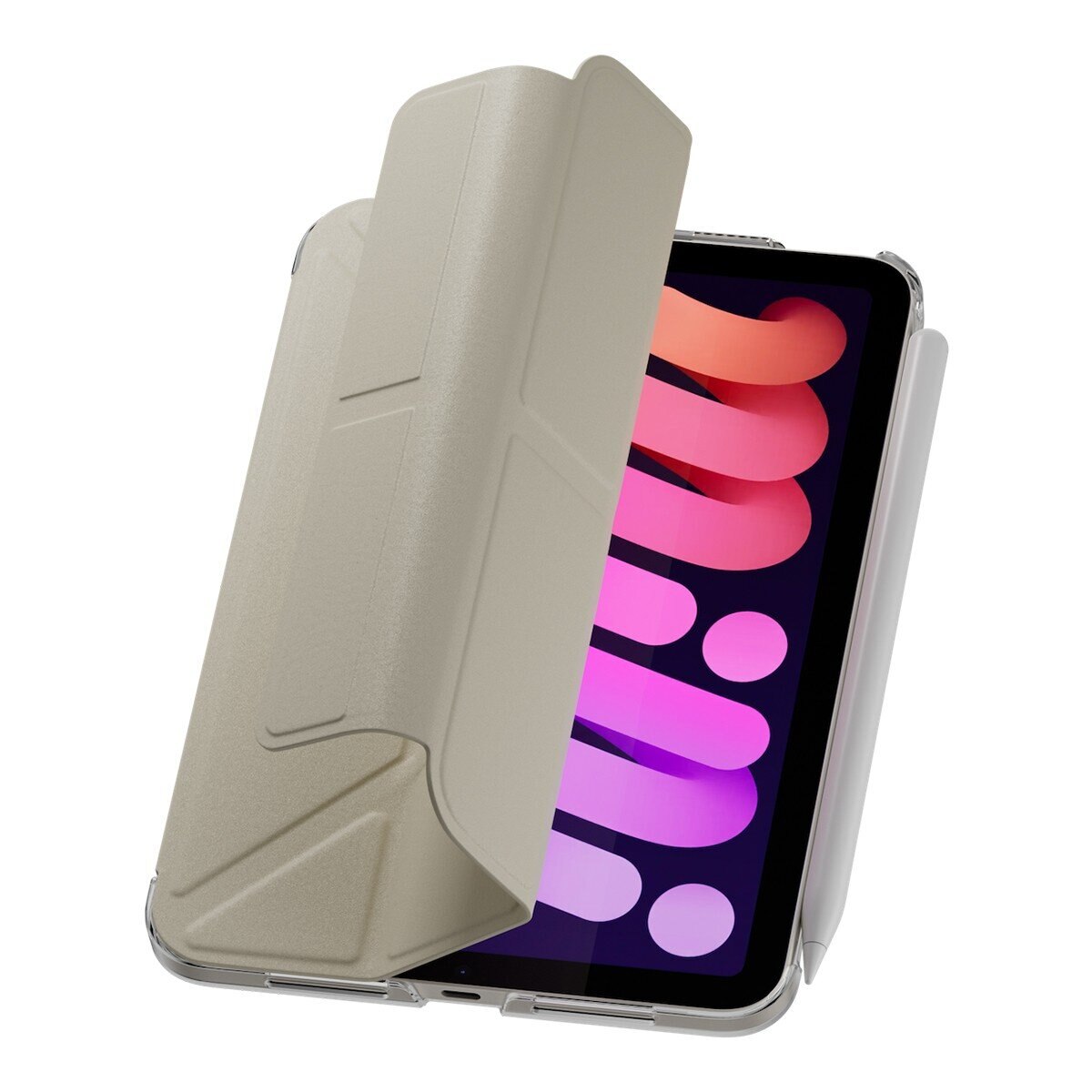 MAGEASY Facet 全方位支架透明背蓋保護套 iPad mini 7 2024 / A17 Pro / iPad mini 6 2021 星光白