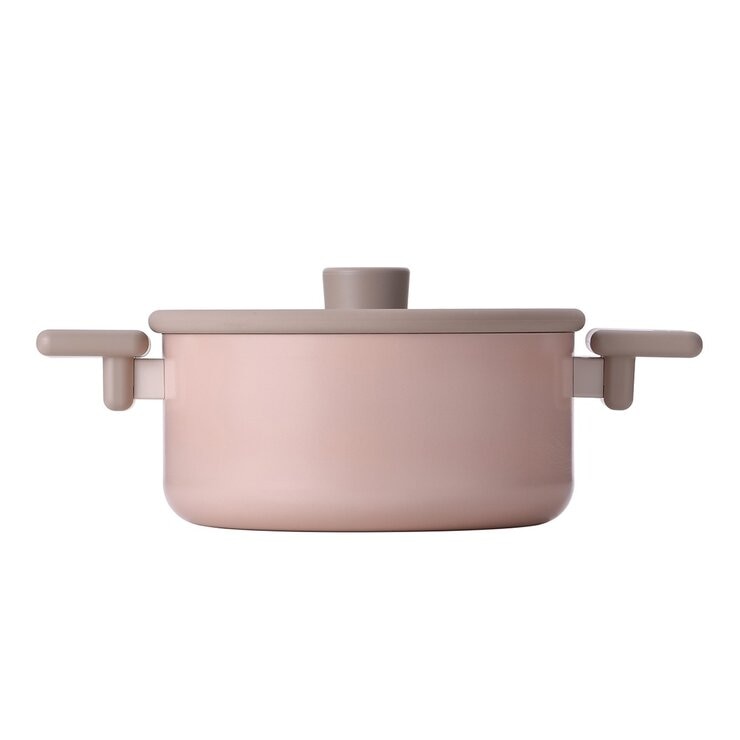 Neoflam 陶瓷不沾塗層鍋具 含玻璃上蓋 4件組 粉