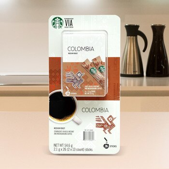 STARBUCKS VIA 哥倫比亞即溶研磨咖啡 2.1公克 X 26 入/組 STARBUCKS VIA 哥倫比亞即溶研磨咖啡 2.1公克 X 26 入/組