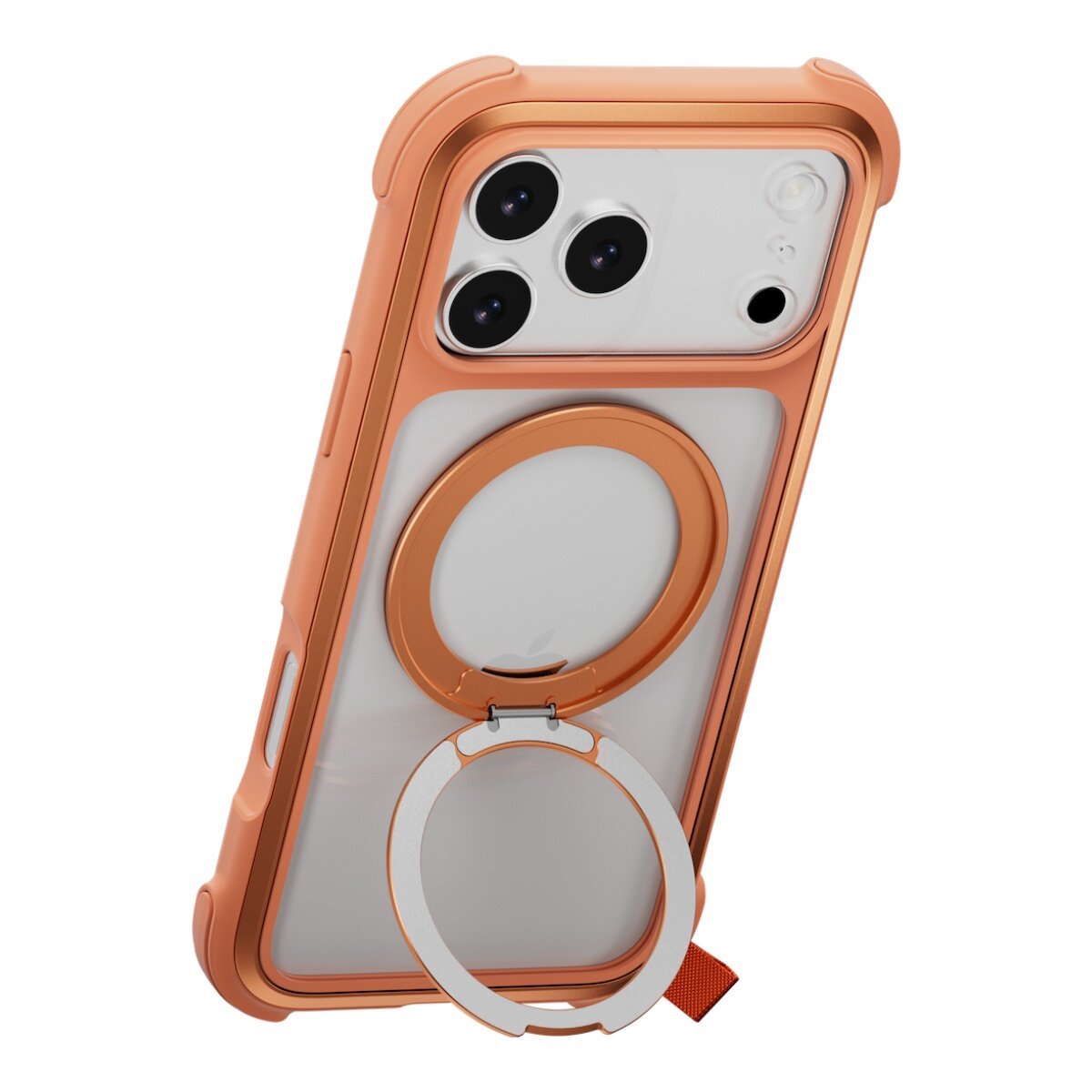 MAGEASY Odyssey Stand M 超軍規防摔磁吸支架手機殼 iPhone 17 Pro Max(珊瑚) + 鏡頭保護貼Lenz 鈦合金(迷霧鈦) + Vetro 9H 鋼化玻璃保護膜