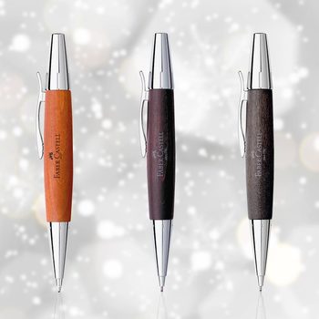 Faber Castell E-Motion亮面梨木旋轉鉛筆義大利牛皮筆套組 Faber Castell E-Motion亮面梨木旋轉鉛筆義大利牛皮筆套組