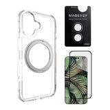 MAGEASY MagStand 360 M 磁吸旋轉支架防摔手機殼 iPhone 17 (透明) + 鏡頭保護貼Lenz(煙霧藍) + Vetro 9H 鋼化玻璃保護膜