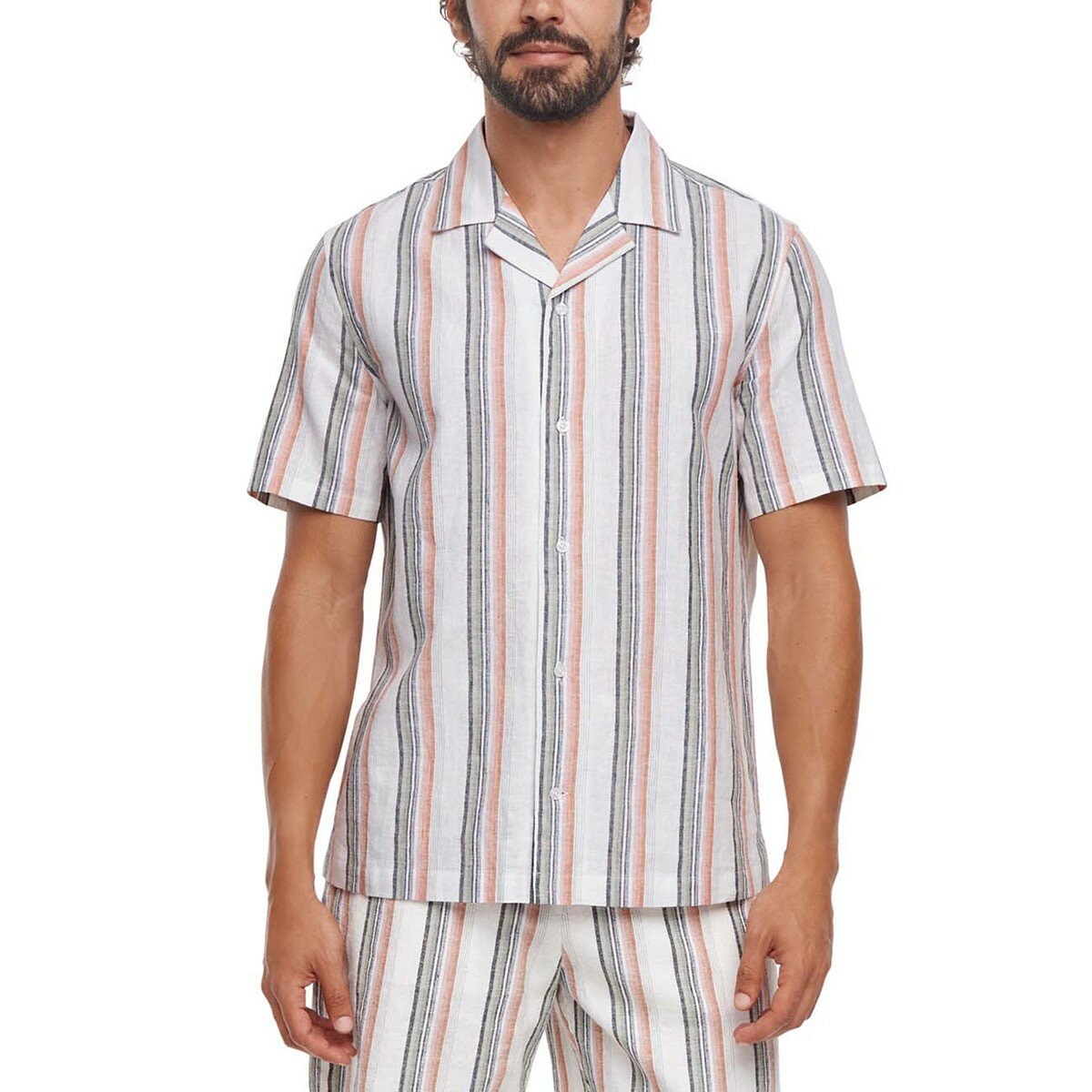 GAP 男麻棉短袖襯衫 GAP 男麻棉短袖襯衫