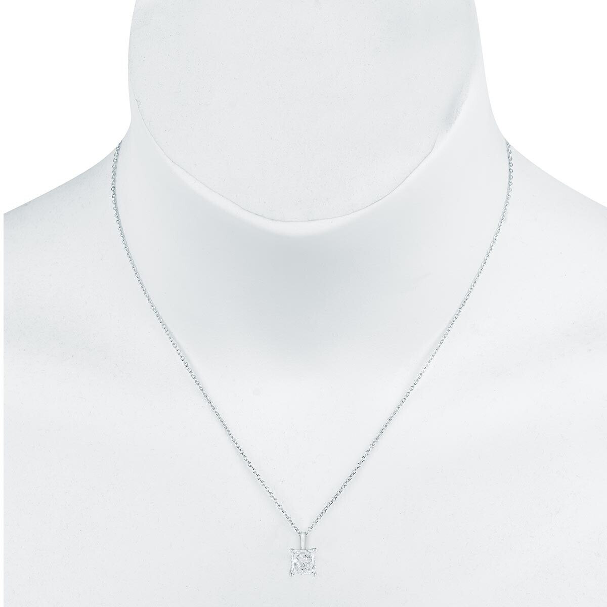 0.48克拉18K白K金 方形鑽石項鍊 VS2/I