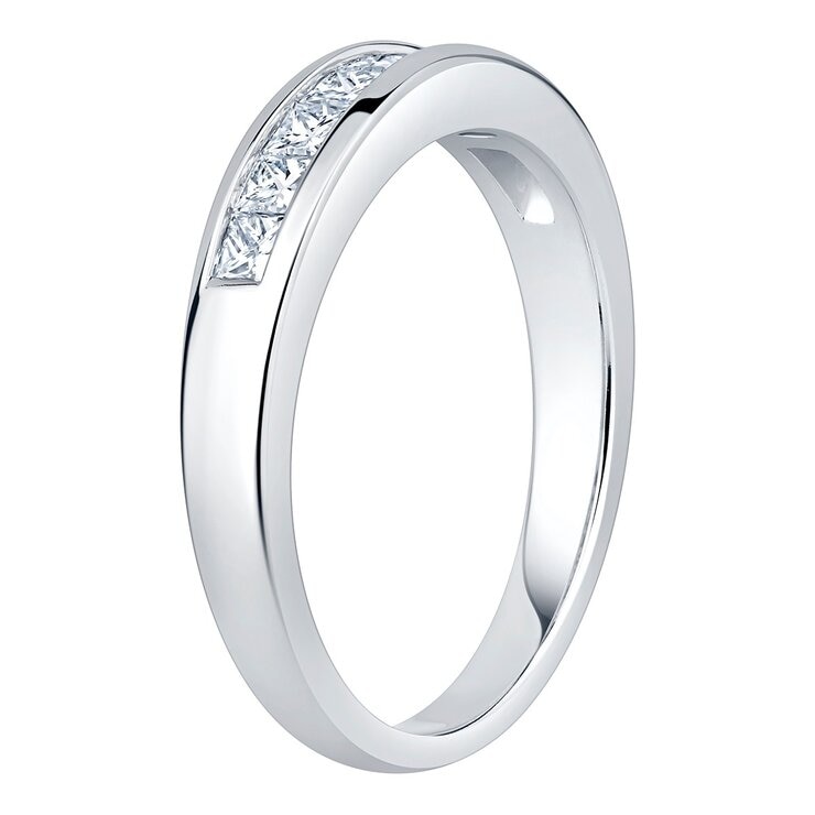 0.5克拉 18K白K金 方形鑽石戒指 VS2/I