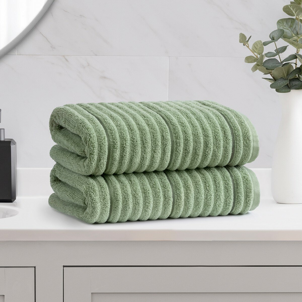 Welhome 波紋純棉浴巾 76公分 X 147公分 綠