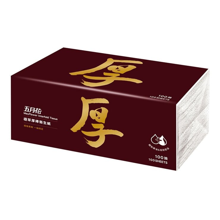 五月花 極萃厚棒抽取式衛生紙 100抽 X 60入
